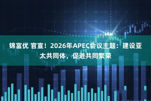 锦富优 官宣！2026年APEC会议主题：建设亚太共同体，促进共同繁荣