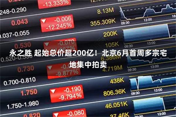 永之胜 起始总价超200亿！北京6月首周多宗宅地集中拍卖